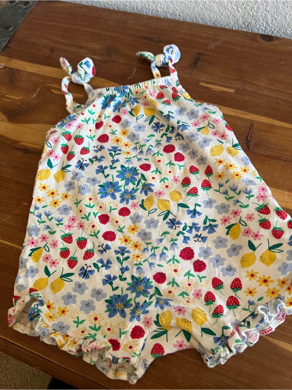 Old Navy White Floral & Fruit Baby Romper